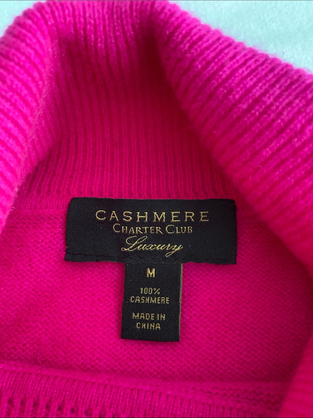 Charter Club Luxury Cashmere 100% cashmere turtleneck bright fuchsia Size Medium - Picture 5 of 14